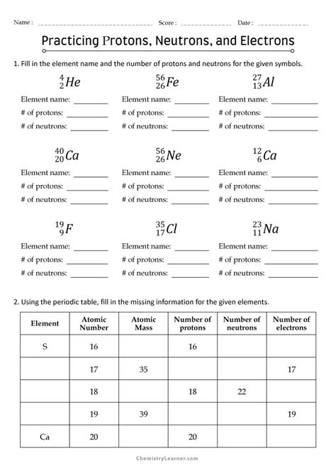 Free Protons, Neutrons, and Electrons Practice .